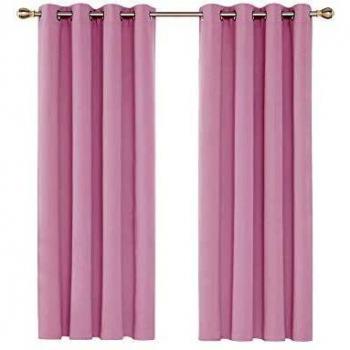 Deconovo Ösenvorhänge Blickdicht 160x117cm Rosa, 2er Set