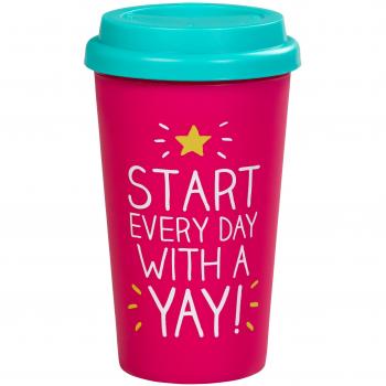 Pink YAY Reiseschluckbecher – „Start Everyday With A Yay“, von Jackson