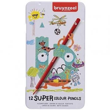 Crayons Hexagonaux Bruynzeel, Super, 12 Couleurs en Métal