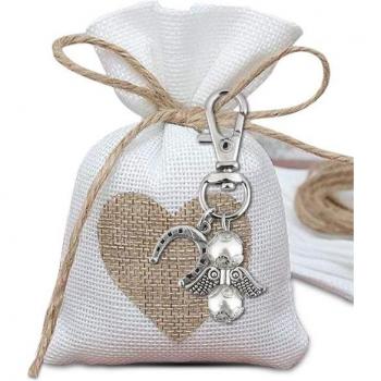 Llavero de Ángel con Bolsa de Organza para Baby Shower
