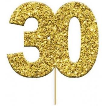 Festeggia 30 anni: Topper Torta Oro Glitter (12 unici)