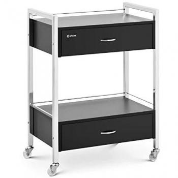 Carrello estetista nero 2 cassetti 62 x 38 x 86.5 cm