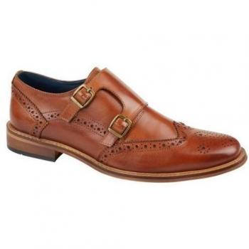 Roamers Herren-Leder-Brogues mit doppeltem Monk