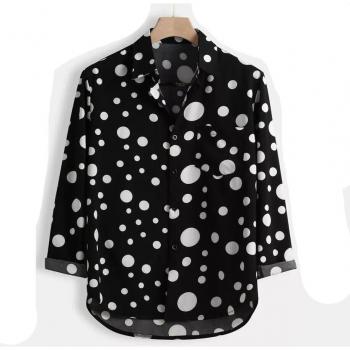 Chemise à motifs géométriques homme, manche longue, fit taillé