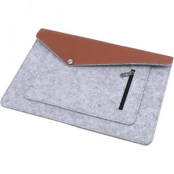 Sac housse ordinateur 13 laine feutrée claire
