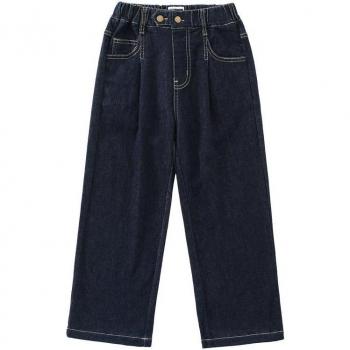 Jeans pour filles, jambes larges, bleu foncé, style décontracté, 4-14 ans