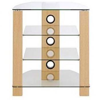 TTAP Vision Audio Stand, Light Oak with Clear Glass Shelves
