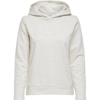 Sweat Femme – ONLY – ML 15229154 – Gris clair – Blanc – Manches longues – Col capuche