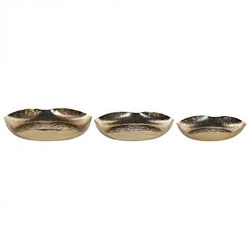 Textured Gold Metal Decorative Tray Set