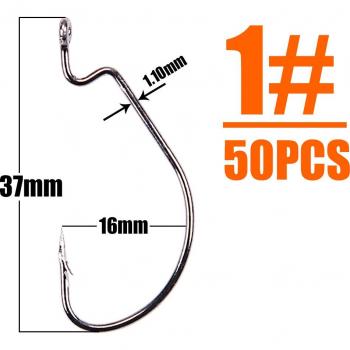 B&U Fishing Soft Worm Hooks High Carbon Steel 50pcs