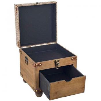 Baúl de Madera Vintage con Cajón 38x35x35cm