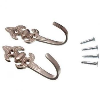 Curtain Tie Back Hook 80MM Fleur De Lys Matt Chrome + Screws