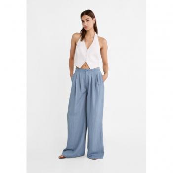 Stradivarius Darted Palazzo Trousers Sky Blue 4