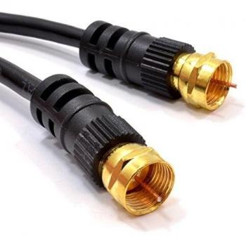 F Connector Plug to Plug RG59 Cable Black Lead GOLD 1.5m