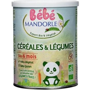 Aliments pour bébés avec céréales et légumes La Mandorle à partir de 6 mois, boîte de 400 g x 3