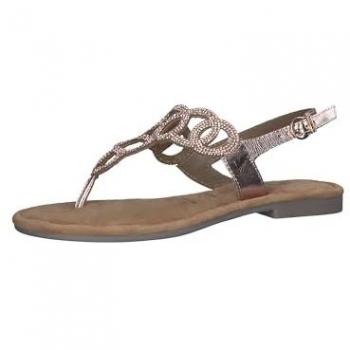 Tamaris Damen Zehentrenner Sandalen mit Strasssteinbesatz, Goldfarben, Größe 38