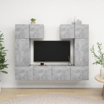 Mesa de TV 6 pzas madera ingeniería gris hormigón