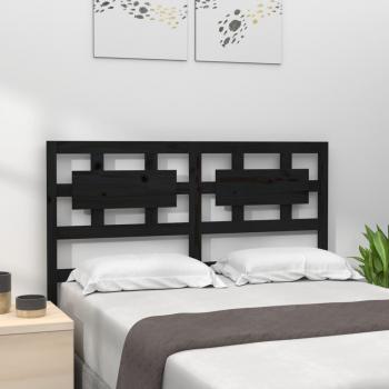 Día y Noche Cabecero de cama madera maciza de pino negro 155,5x4x100 cm