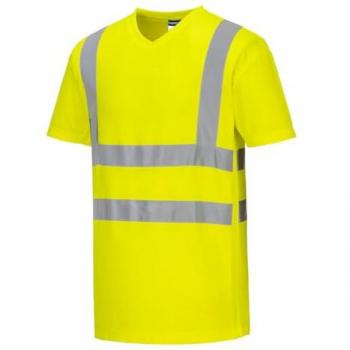 T‑shirt Portwest V‑neck avec renforts latéraux noir‑jaune – L