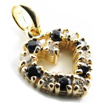 Colgante de Oro Plaqué 'Love' en Tonos Negros y Blancos