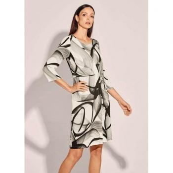 Madeleine Wickelkleid Midigrafik Offwhite/Multicolor