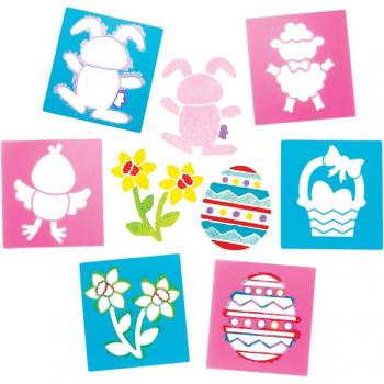 Easter Stencils for Crafts (6 Designs, 2 Colors, Washable Plastic, 14cm x 15cm)