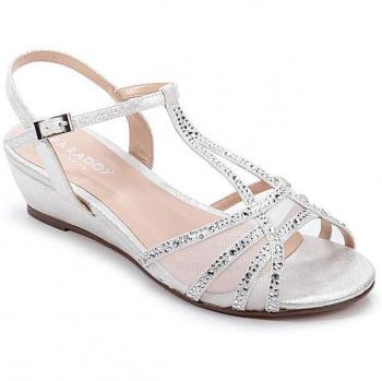 Diamante Mesh Jilly Mid Heel Wedge Sandals