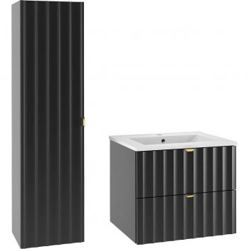 Mobile da bagno con lavabo Lexa nero 60 cm