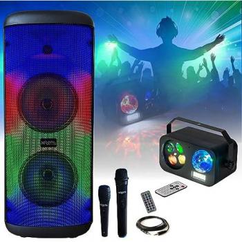 Karaoke Actif 600 W Mooving – Enceinte Portable, 2 Mic, Lumières 3‑en‑1 Astro Strobo