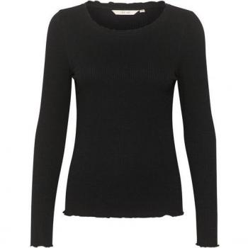 Large Black Ribbed Long Sleeve Shirt for Women