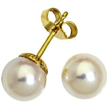 Basic Gold Damen Ohrringe ZP8 Ohrstecker mit Akoyazuchtperle