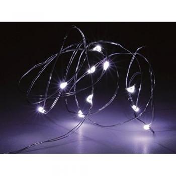 Chaîne de Lumières 10 LED Blanches 90cm à Piles Argent