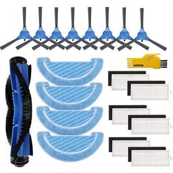 Kit de Repuestos Cecotec Conga 1090 1990 1790 1099 1760 1970 Robot Aspirador 1 Cepillo Principal 6 Filtros Hepa 8 Cepillos Laterales 4 Trapos de Fregona