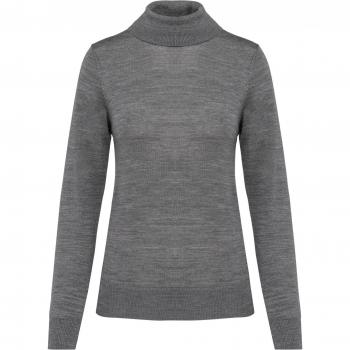 Kariban Damen Pullover aus Merinowolle mit Rollkragen