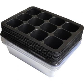 Plant Germination Box Kit with 12-Cell Pots, 10 Pack including Dome and Bottom