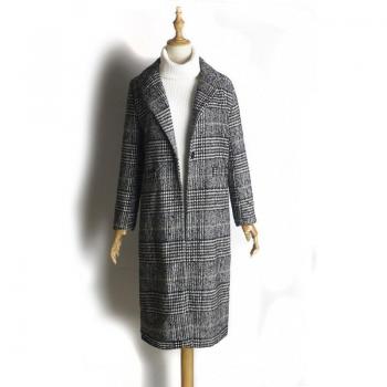 Classic Plaid Wool Trench Coat for Women