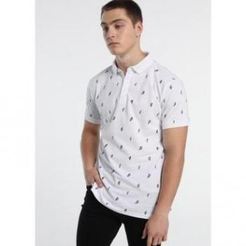 Polo Pique Mini Print blanco Six Valves