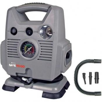 Compressore Portatile 12V Safe To Go per Pneumatici Auto con Manometro e Luce di Emergenza