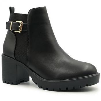 Kali Women’s Black Mid Block Heel Boots, Stretch Ankle, UK 5