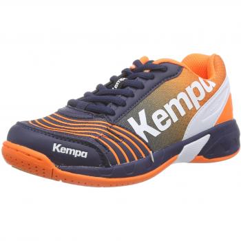 Kempa Attack One, Chaussures de Handball mixte enfant, Bleu (Marine/Orange/Blanc), 35