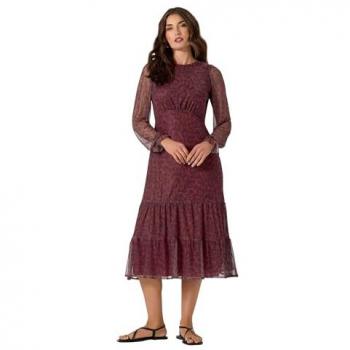 Long Tall Sally Robe en Maille Léopard Bordeaux