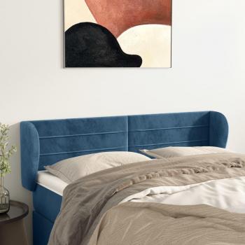 VidaXL Kopfteil mit Ohren Dunkelblau Samt 147x23x78/88 cm