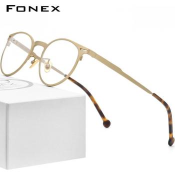 FONEX 8510 Retro Round Eyeglasses Frame for Men and Women