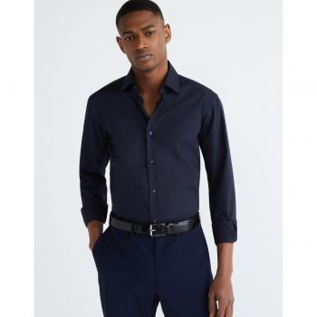 BOSS Navy Blue Joe Regular Fit Stretch Poplin Oxford Shirt Size 43