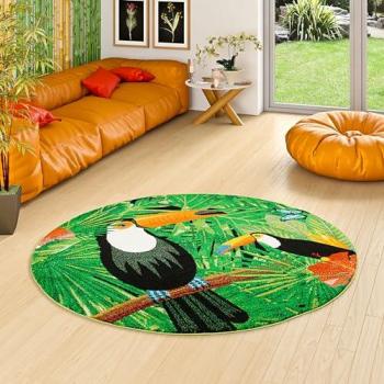 Tapis Rond Design Tropical