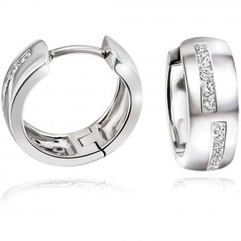 925 Sterling Silver Hoop Stud Earrings with Zirconia (Goldmaid)