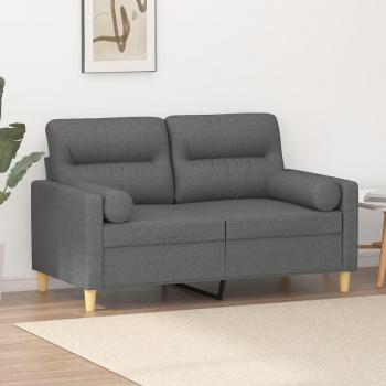 Prolenta Chic – Canapé bi-places, oreillers gris sombre, 120 cm, revêtement en tissu
