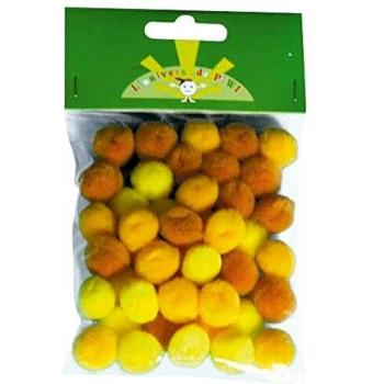 Pompons dégradés de jaune 15 mm