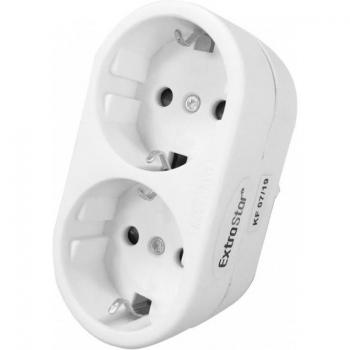 DISTRIBUX Enchufe doble schuko de color blanco MAX.3680W 16A/250V Adaptador Doble de 2 Tomas