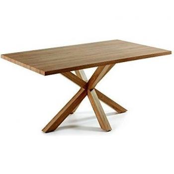 Kave Home Tavolo Argo 180x100 cm, melammina effetto legno con gambe in acciaio, finitura naturale